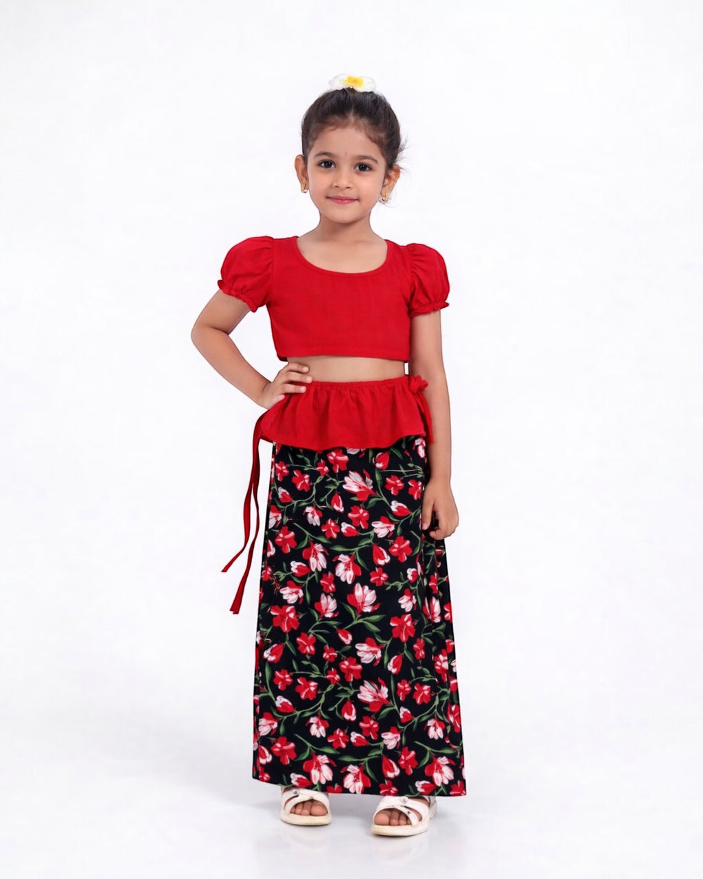 Floral Charm Girls New Year Dress
