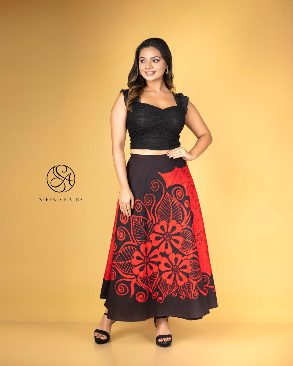 Scarlet Bloom Batik Wraparound Skirt