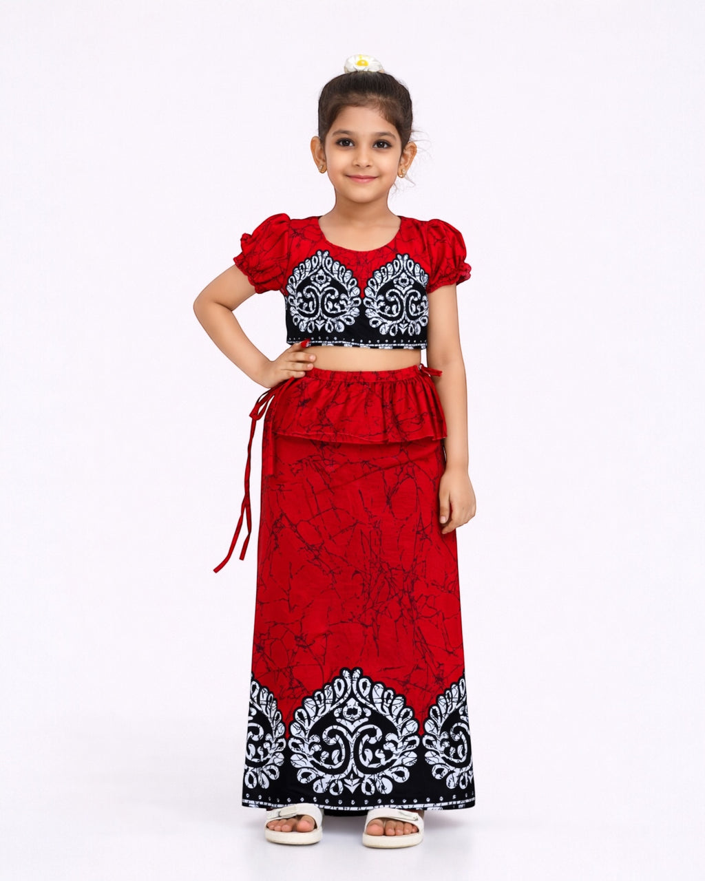 Ornamental Border Girls New Year Dress