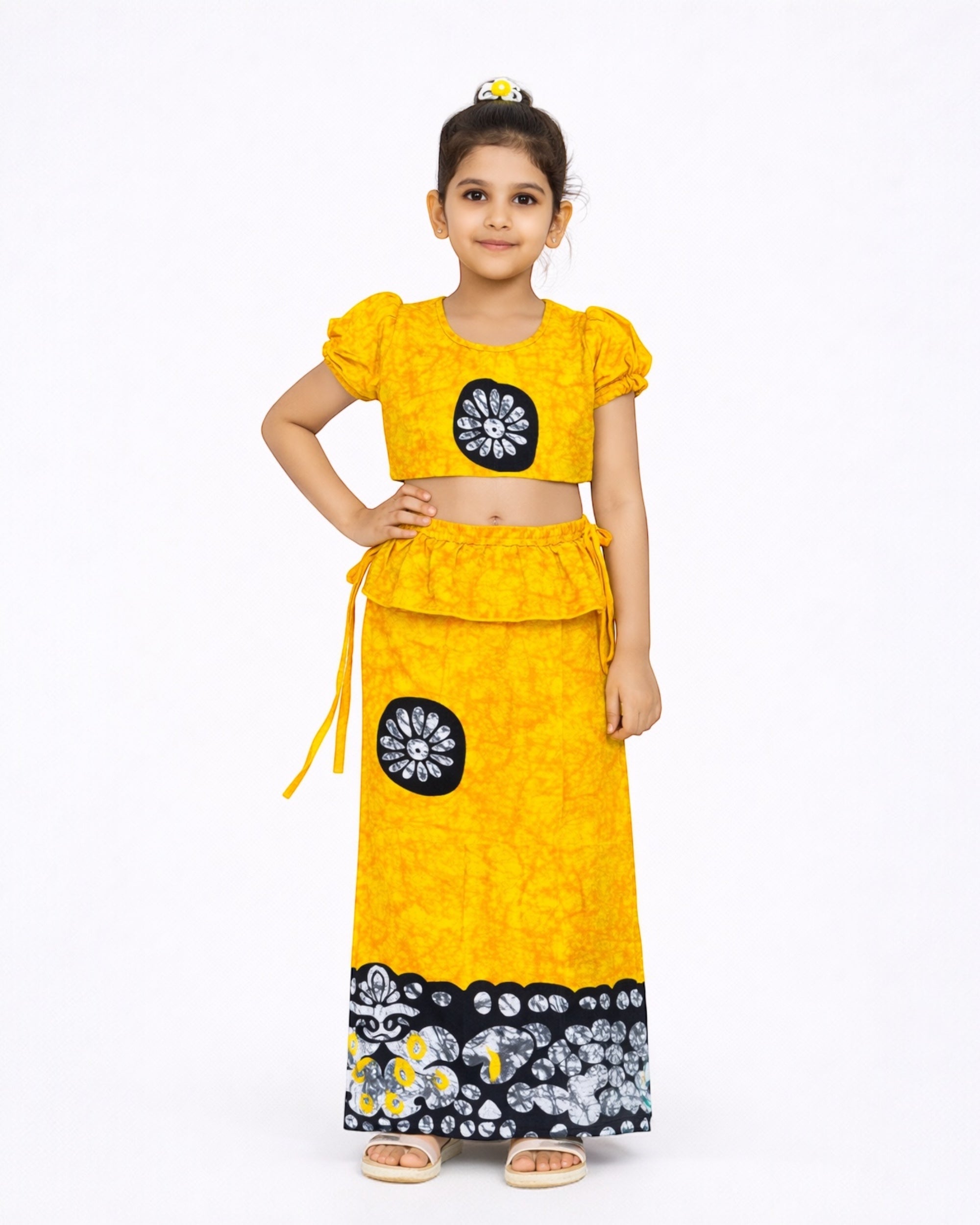 Floral Motif Girls New Year Dress