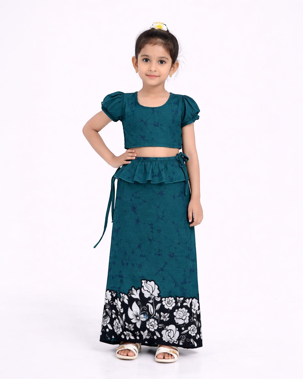 Floral Border Girls New Year Dress