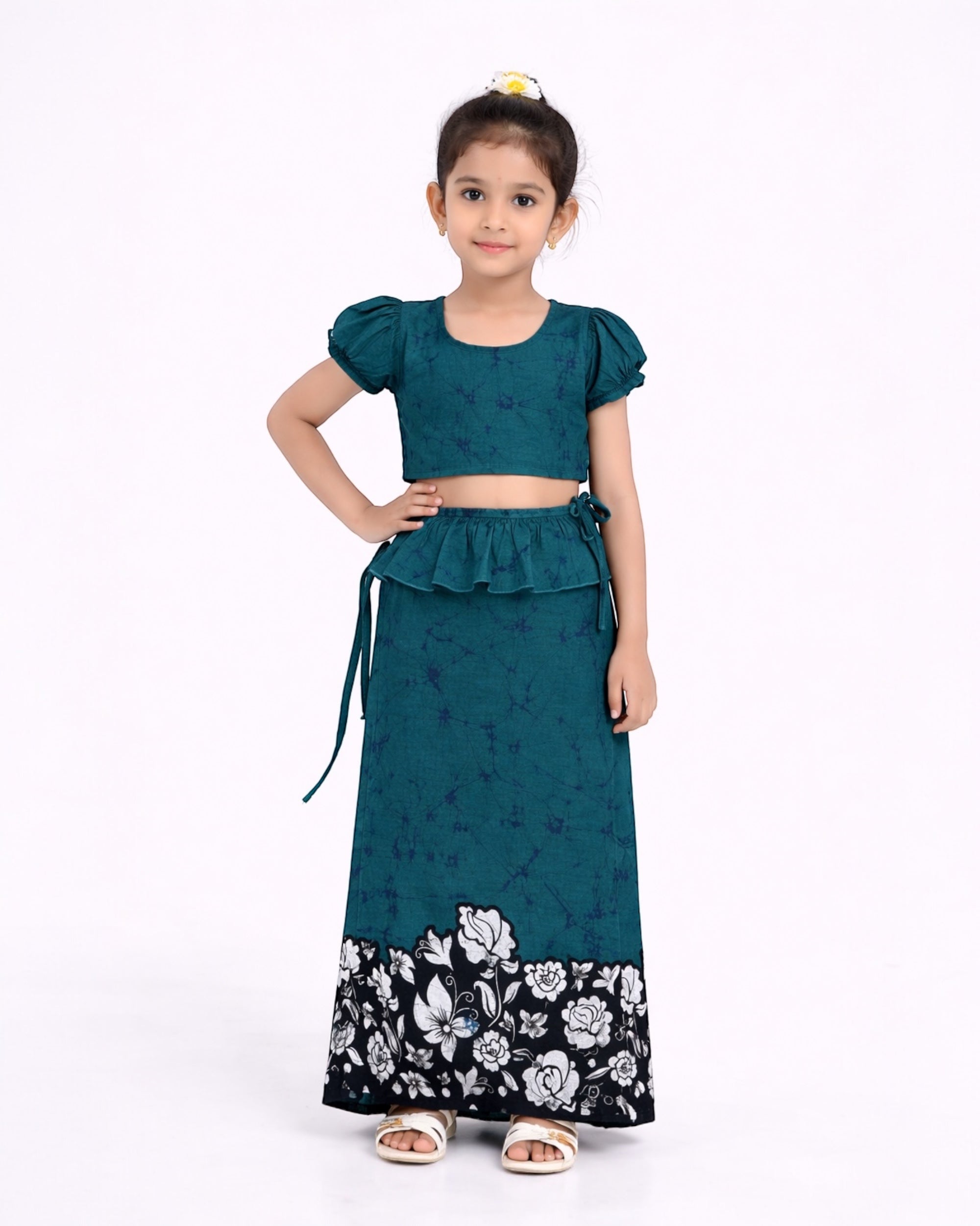 Floral Border Girls New Year Dress