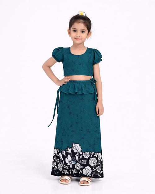 Floral Border Girls New Year Dress