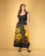 Golden Floral Batik Wraparound Skirt