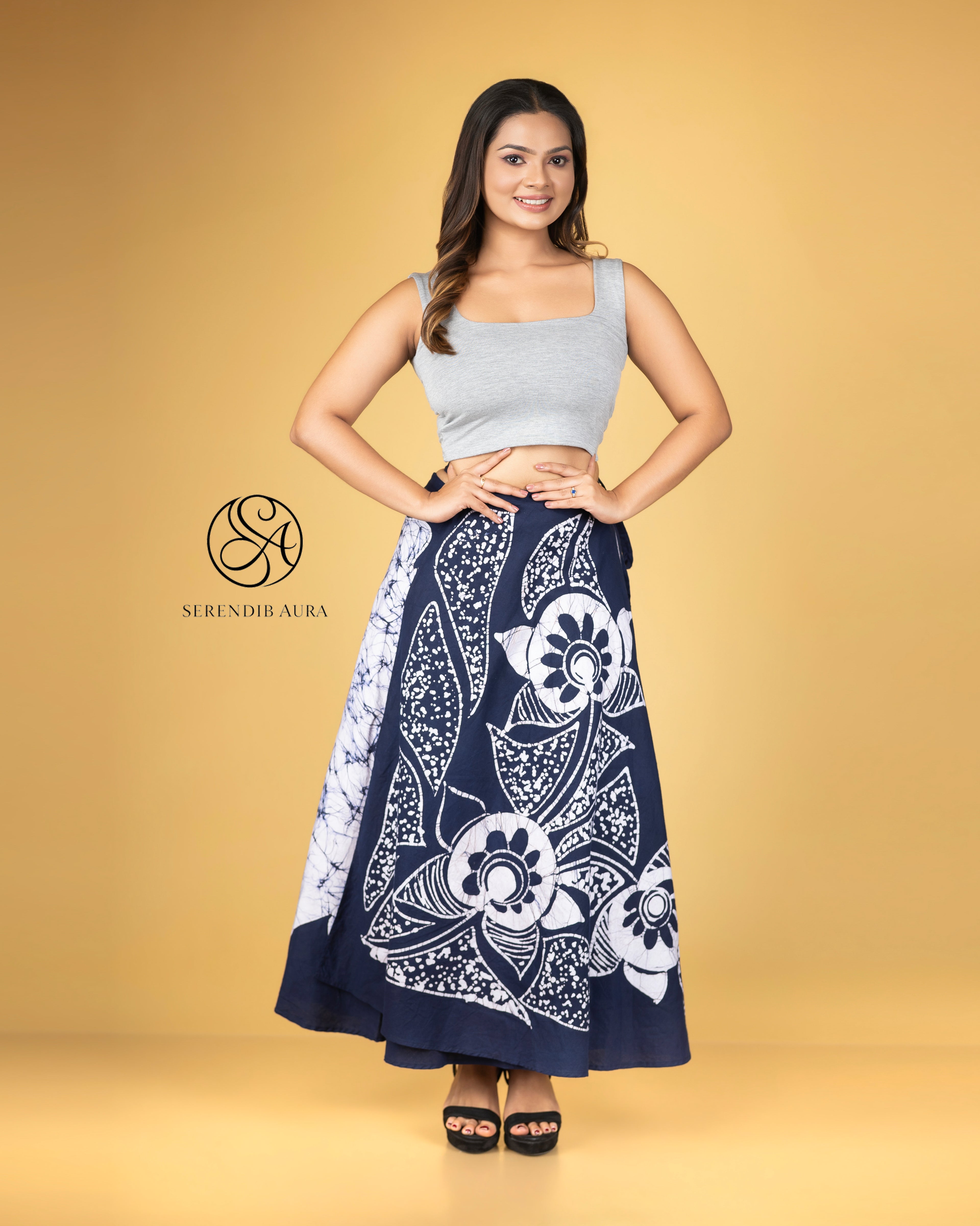 Flow Leaf Batik Wraparound Skirt