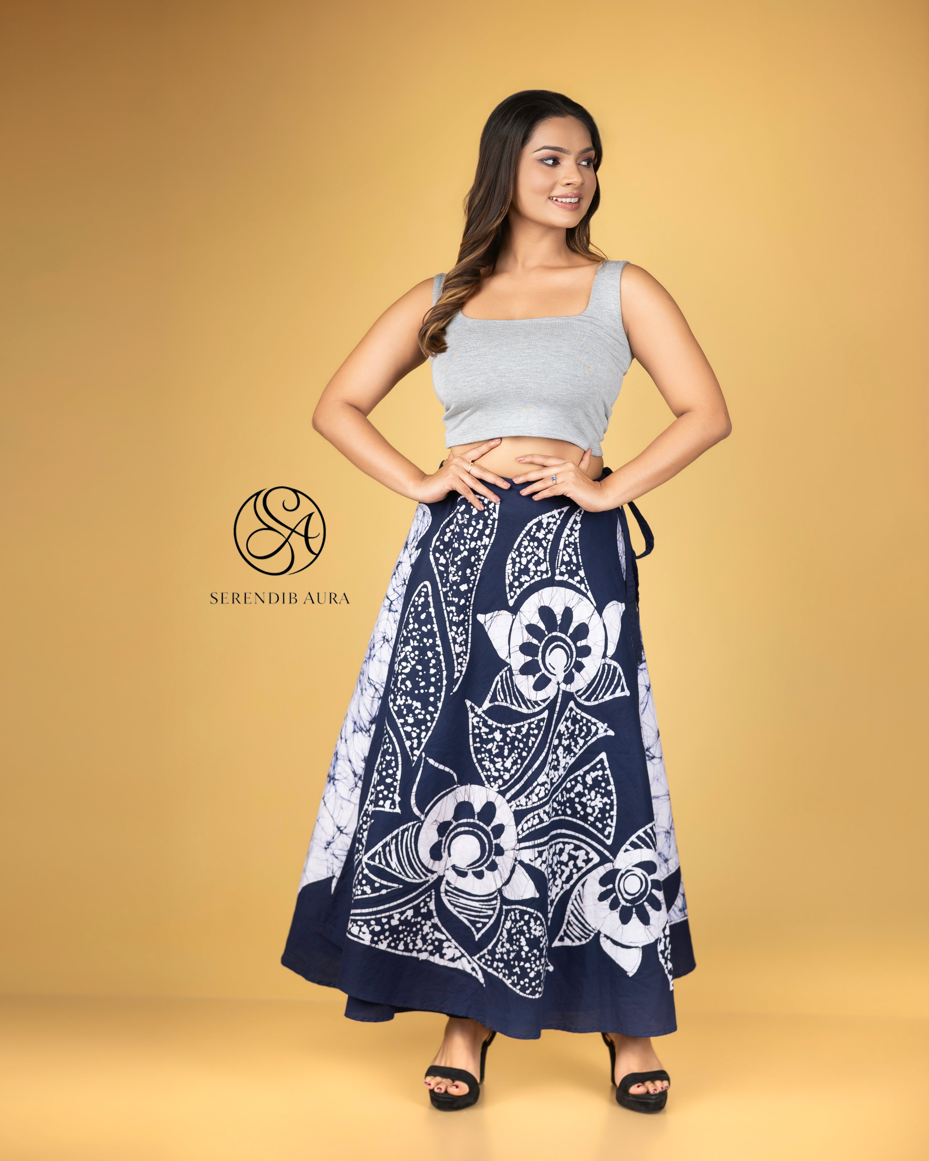Flow Leaf Batik Wraparound Skirt