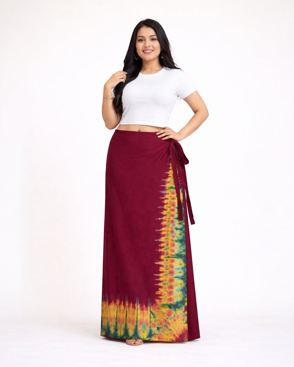 Crimson Edge Women’s Batik Lungi