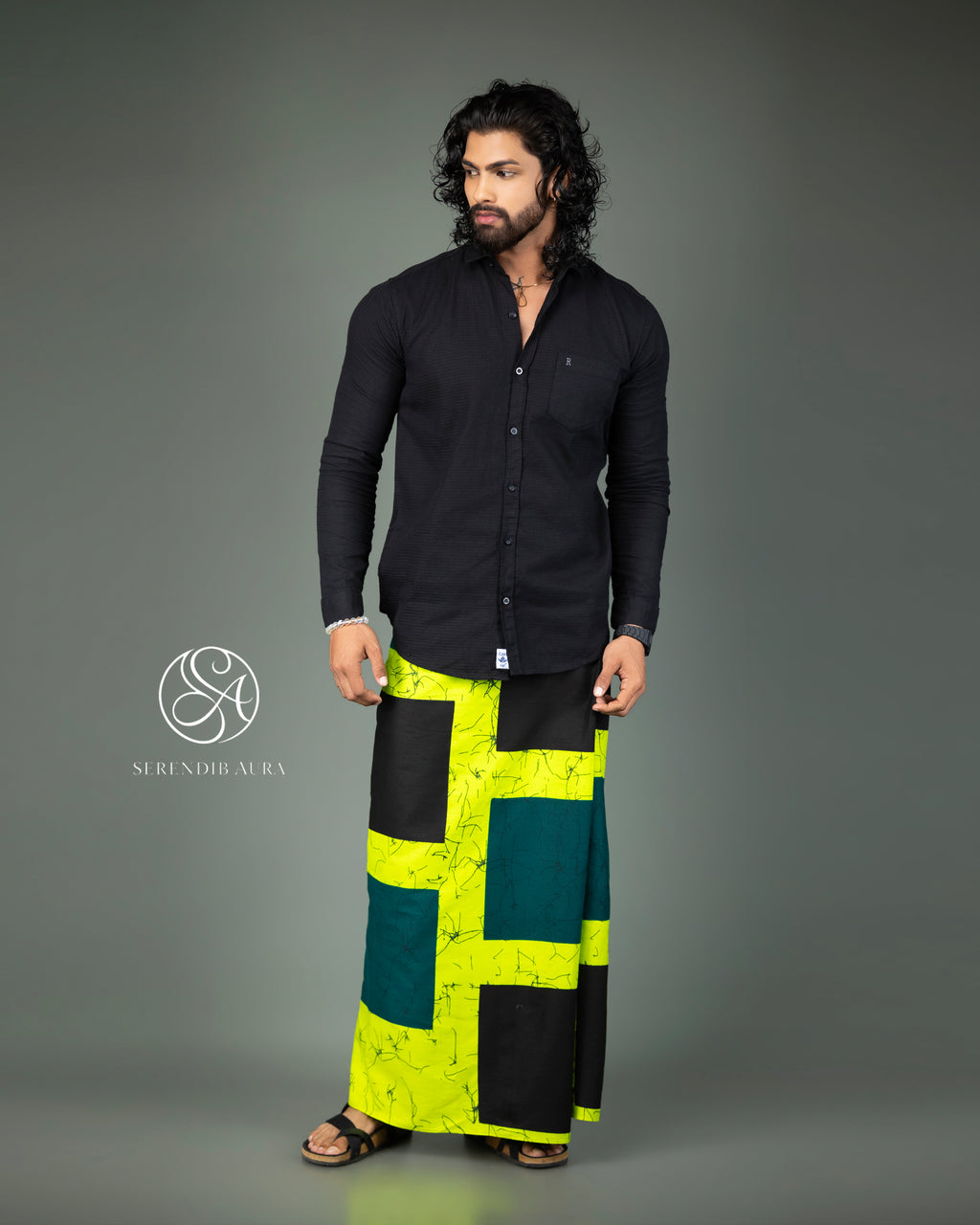 Geometric Block Cotton Sarong