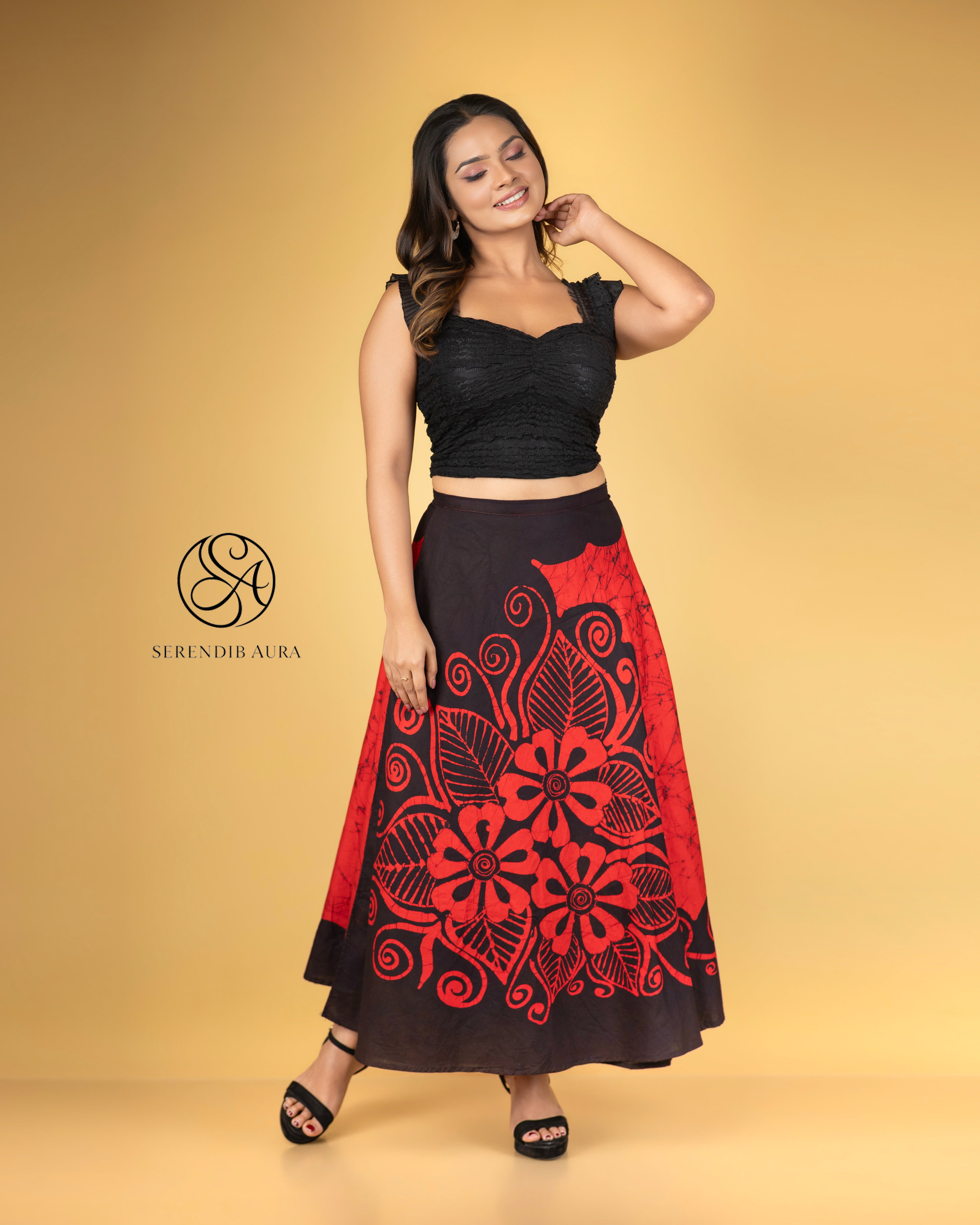 Scarlet Bloom Batik Wraparound Skirt
