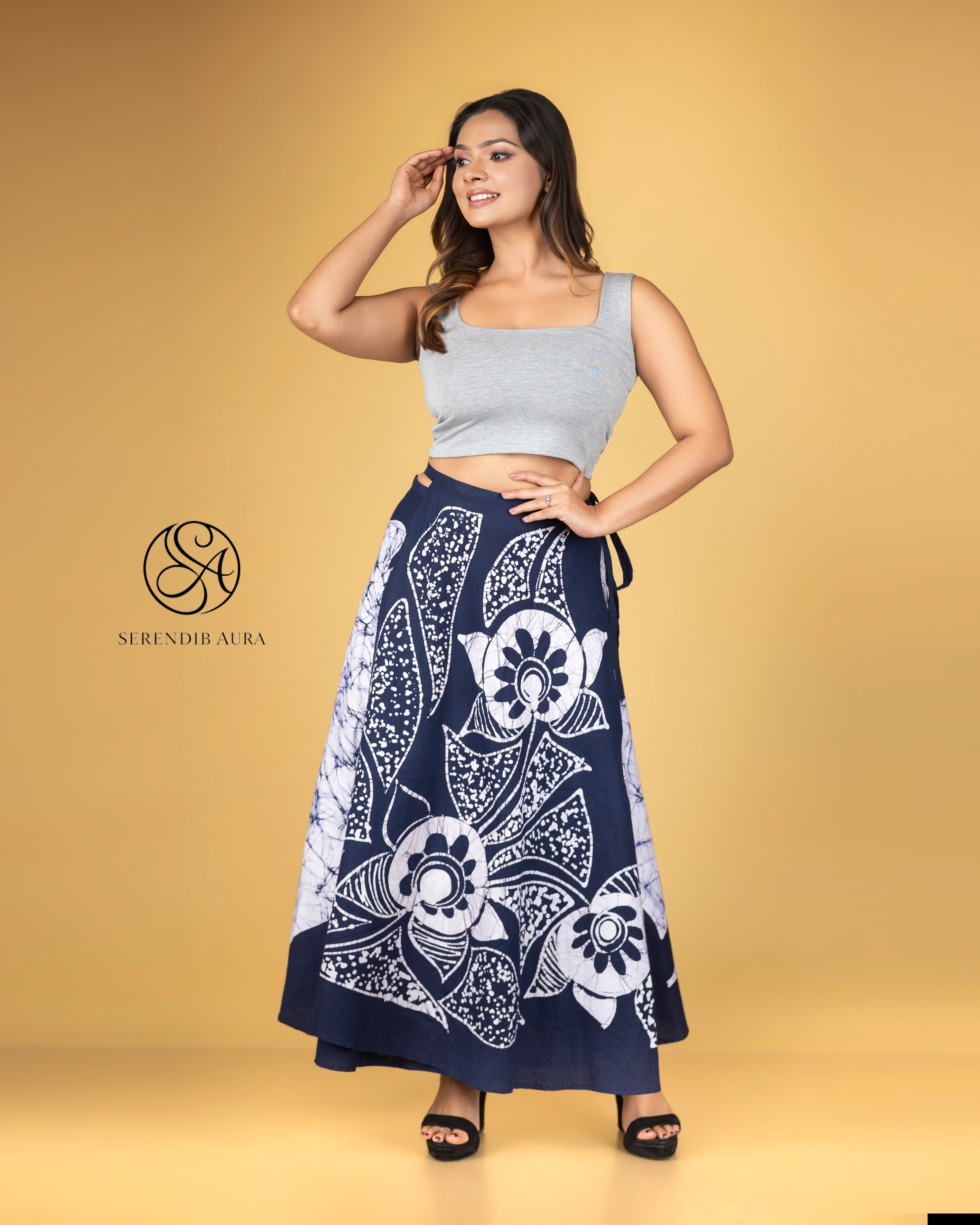 Flow Leaf Batik Wraparound Skirt