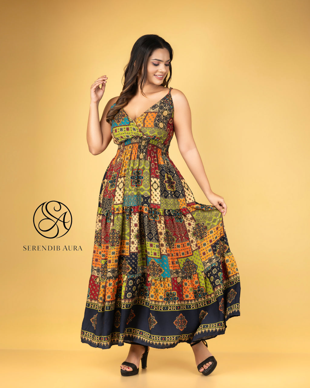 Smocked Strap Cotton Maxi Dress