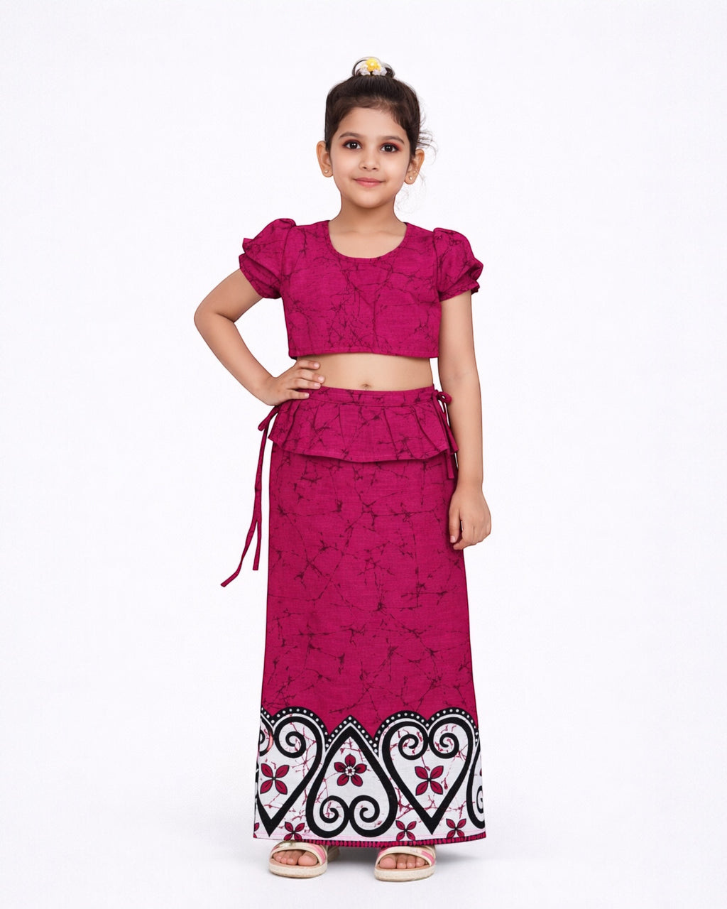 Heart Border Girls New Year Dress