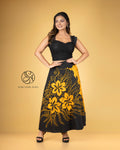 Golden Floral Batik Wraparound Skirt