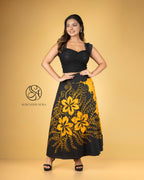 Golden Floral Batik Wraparound Skirt