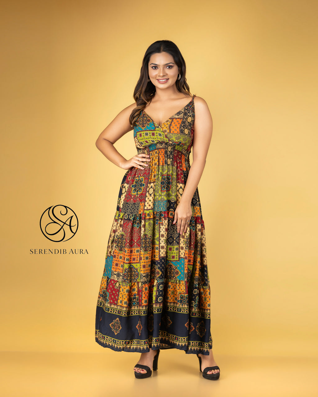 Smocked Strap Cotton Maxi Dress