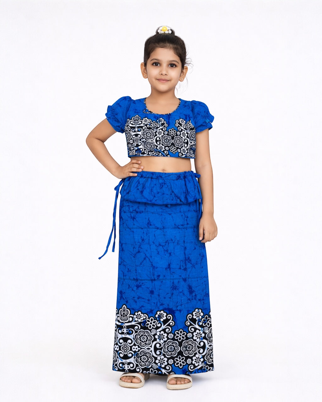 Floral Border Girls New Year Dress