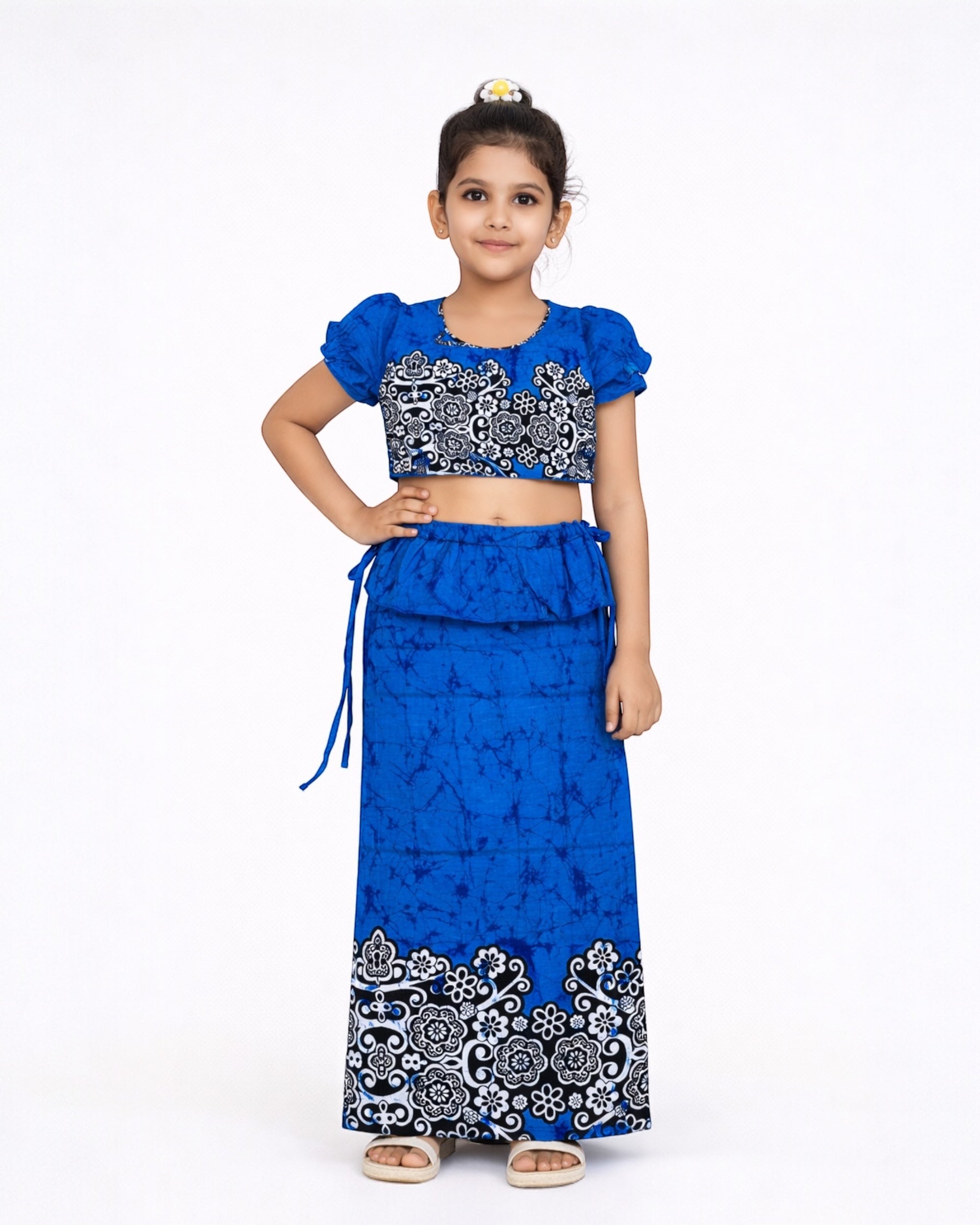 Floral Border Girls New Year Dress