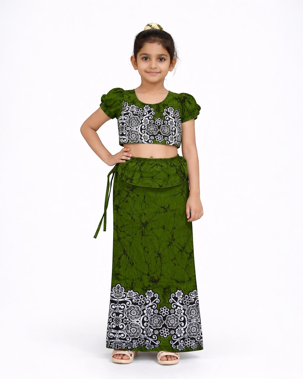 Floral Border Girls New Year Dress