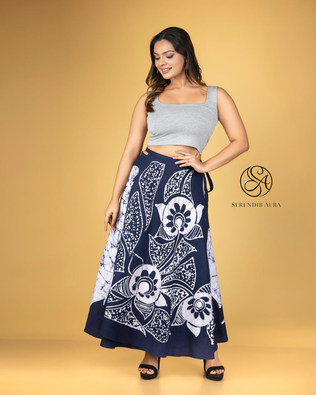 Flow Leaf Batik Wraparound Skirt