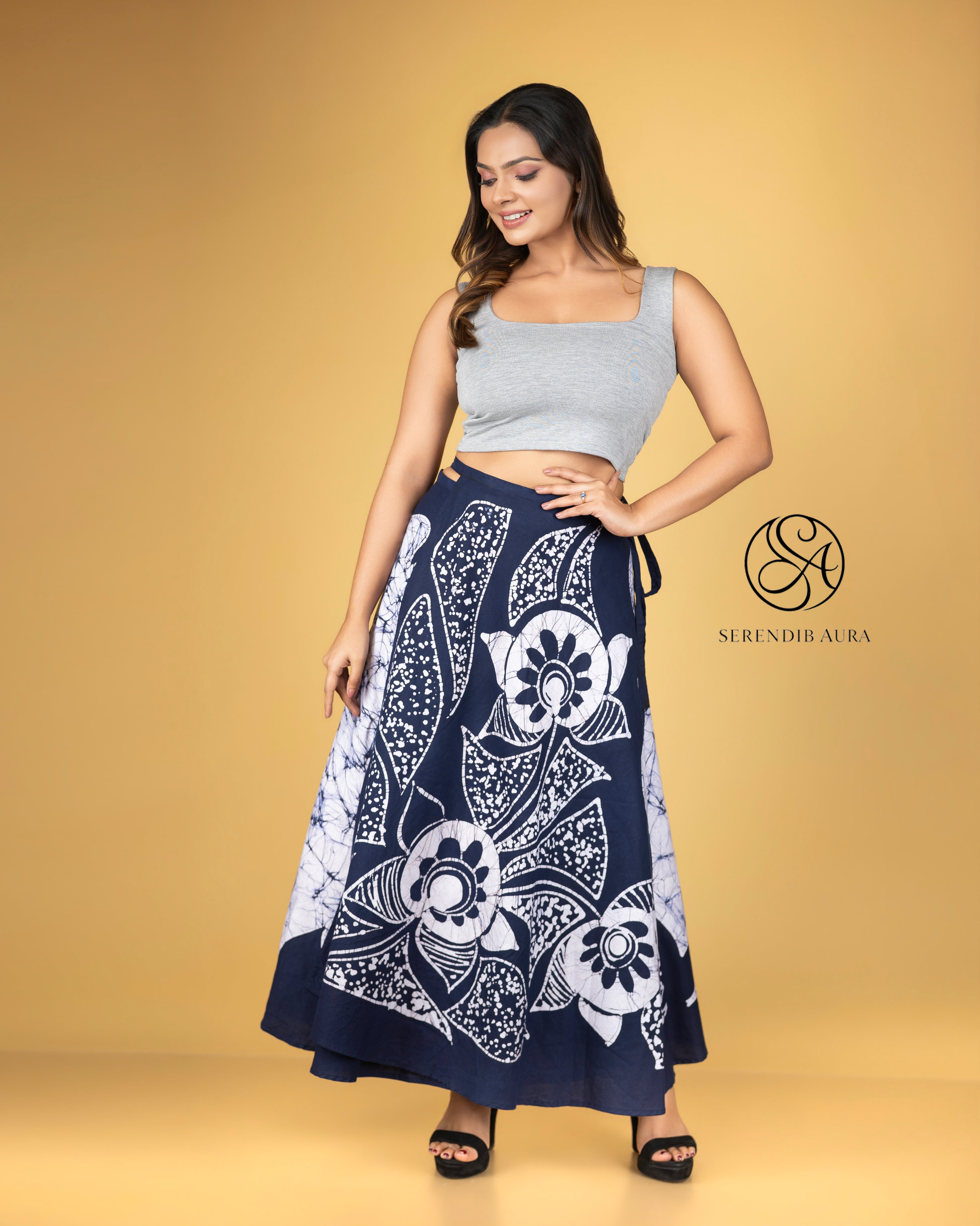 Flow Leaf Batik Wraparound Skirt