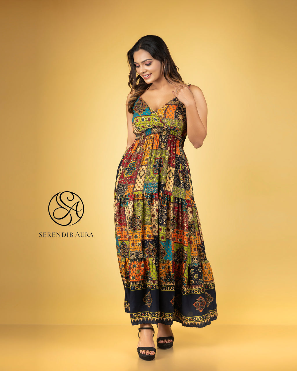 Smocked Strap Cotton Maxi Dress