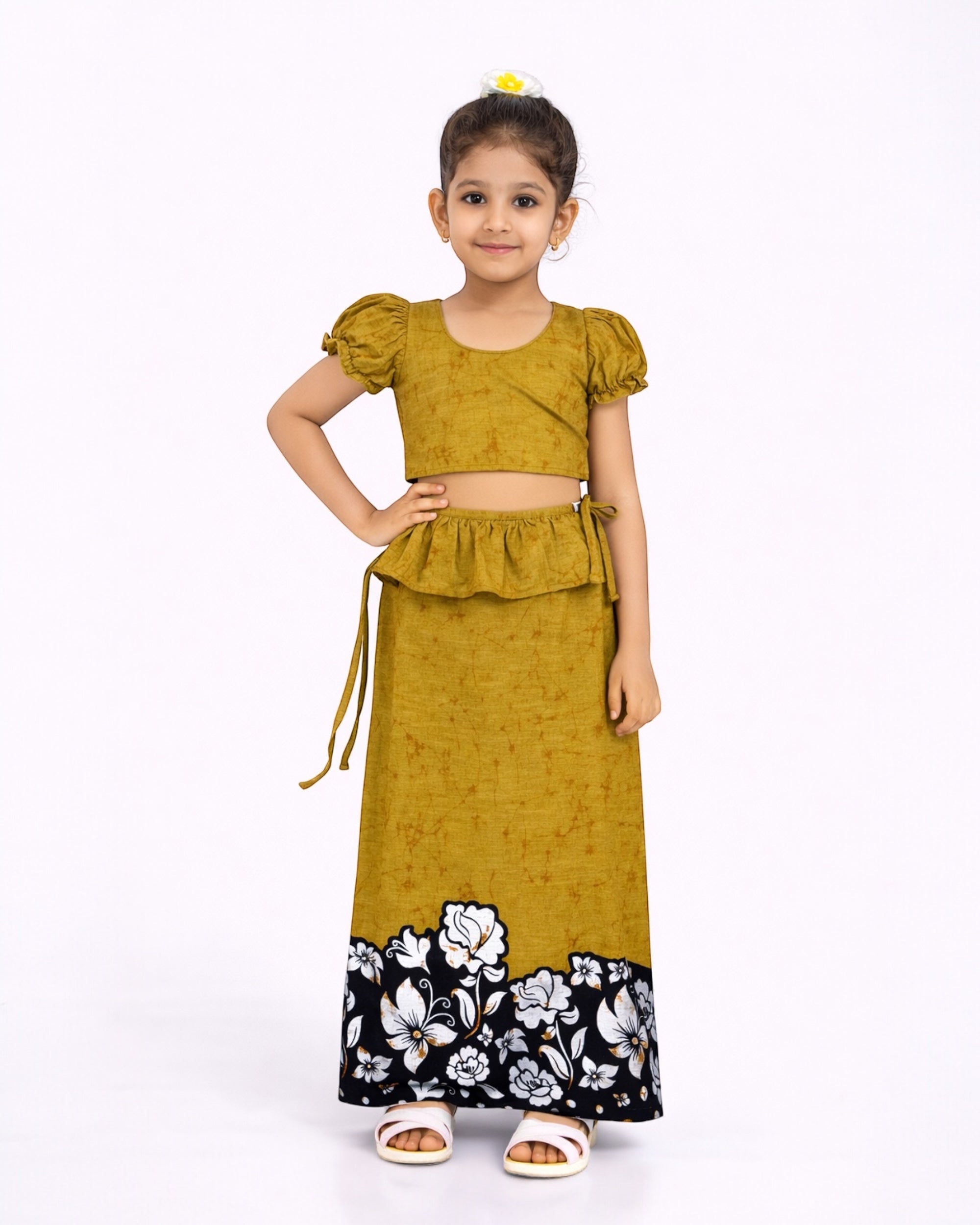 Floral Border Girls New Year Dress