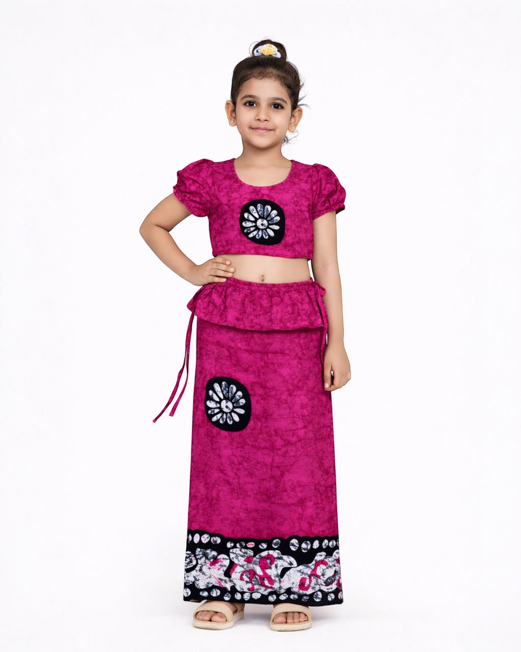 Floral Motif Girls New Year Dress