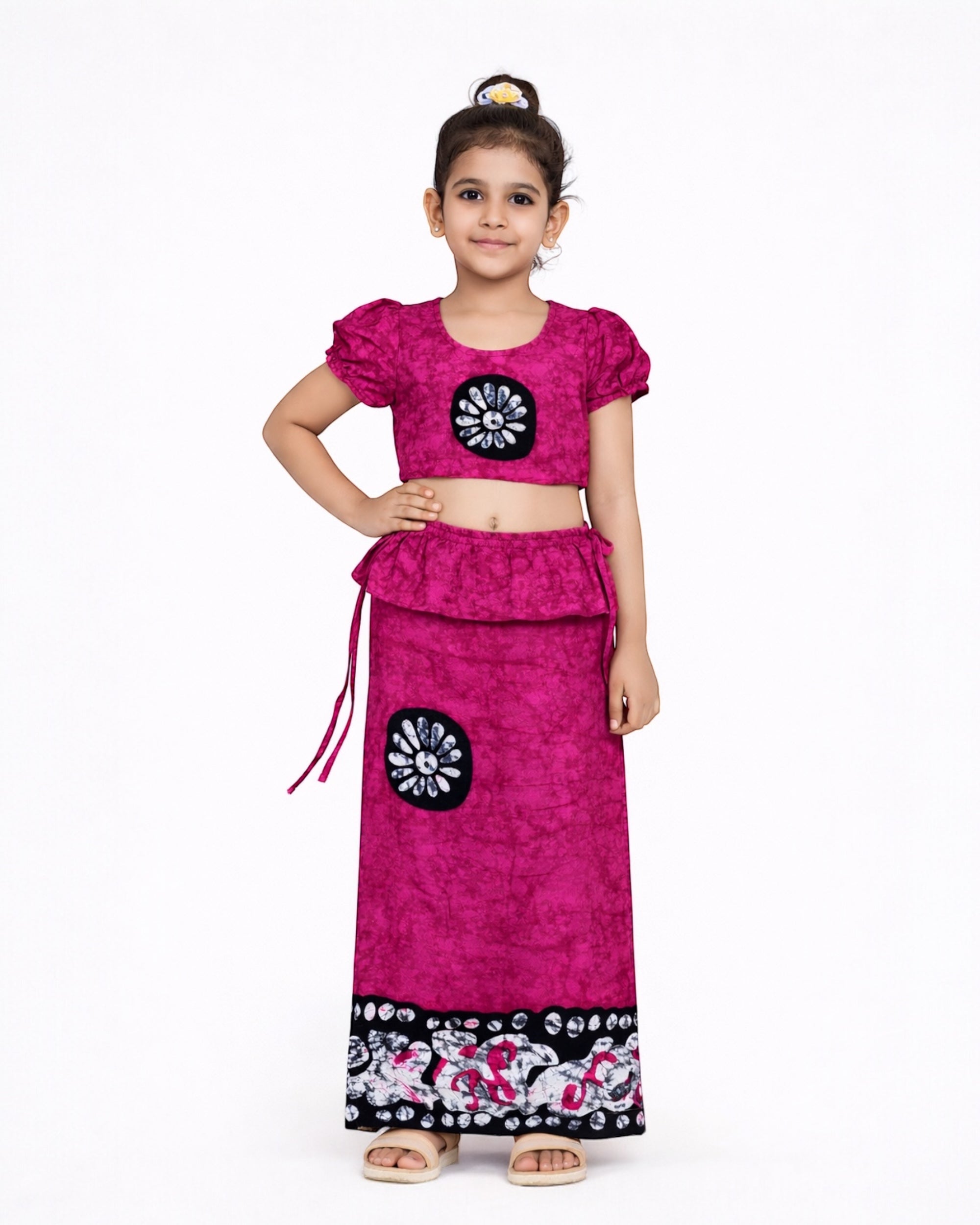 Floral Motif Girls New Year Dress