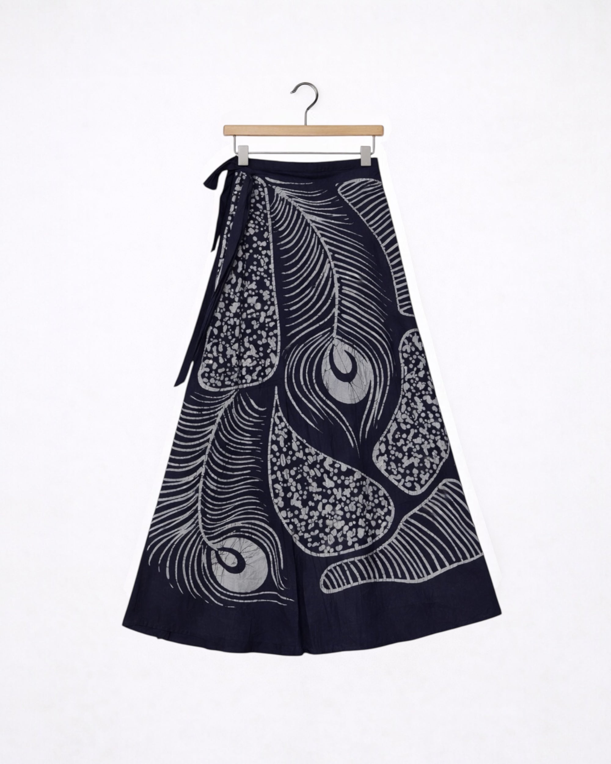 Feather Motif Batik Wraparound Skirt