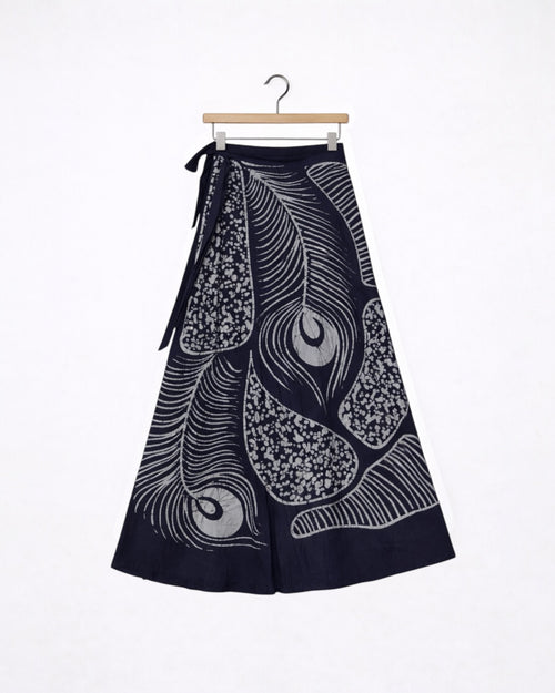 Feather Motif Batik Wraparound Skirt