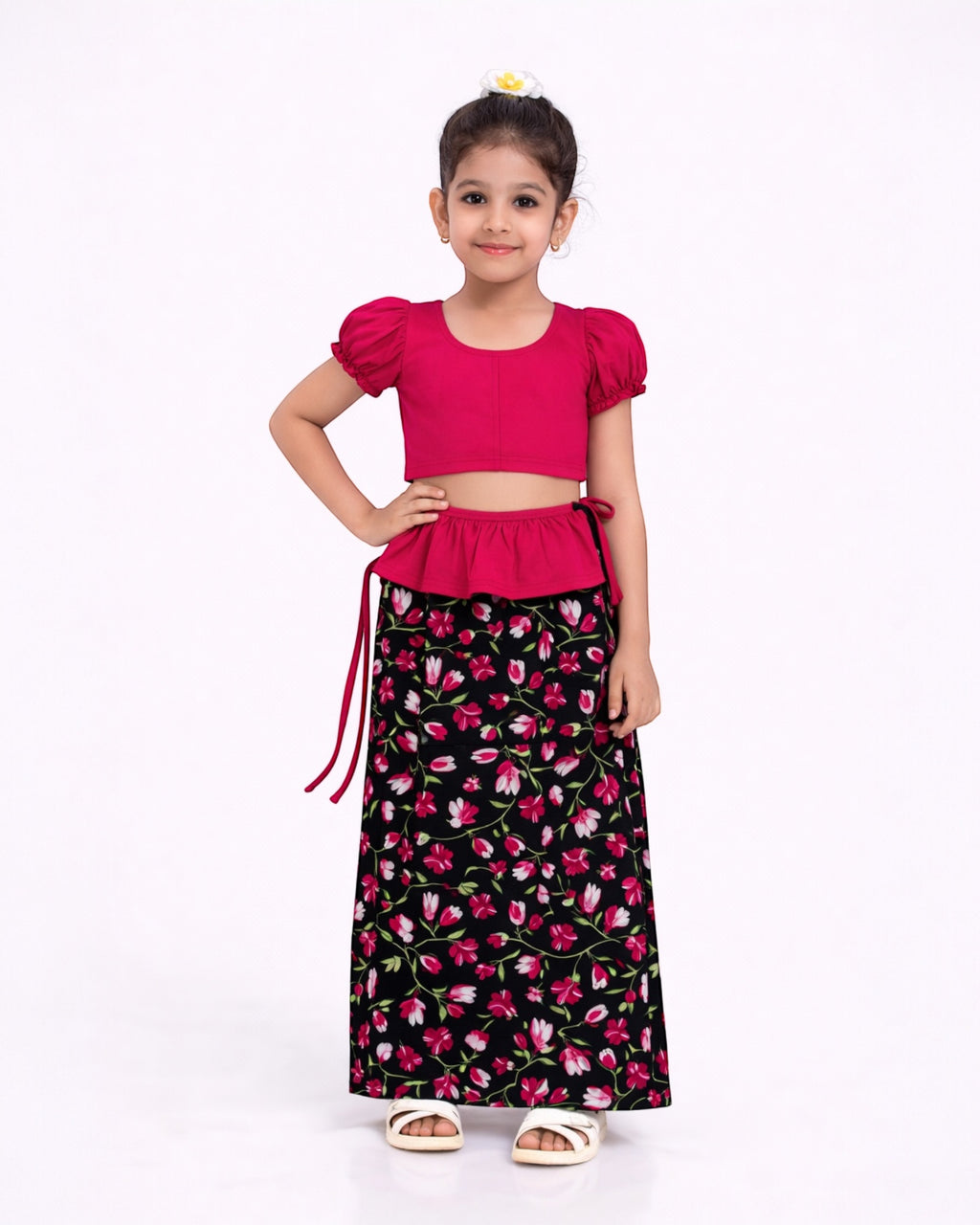 Floral Charm Girls New Year Dress