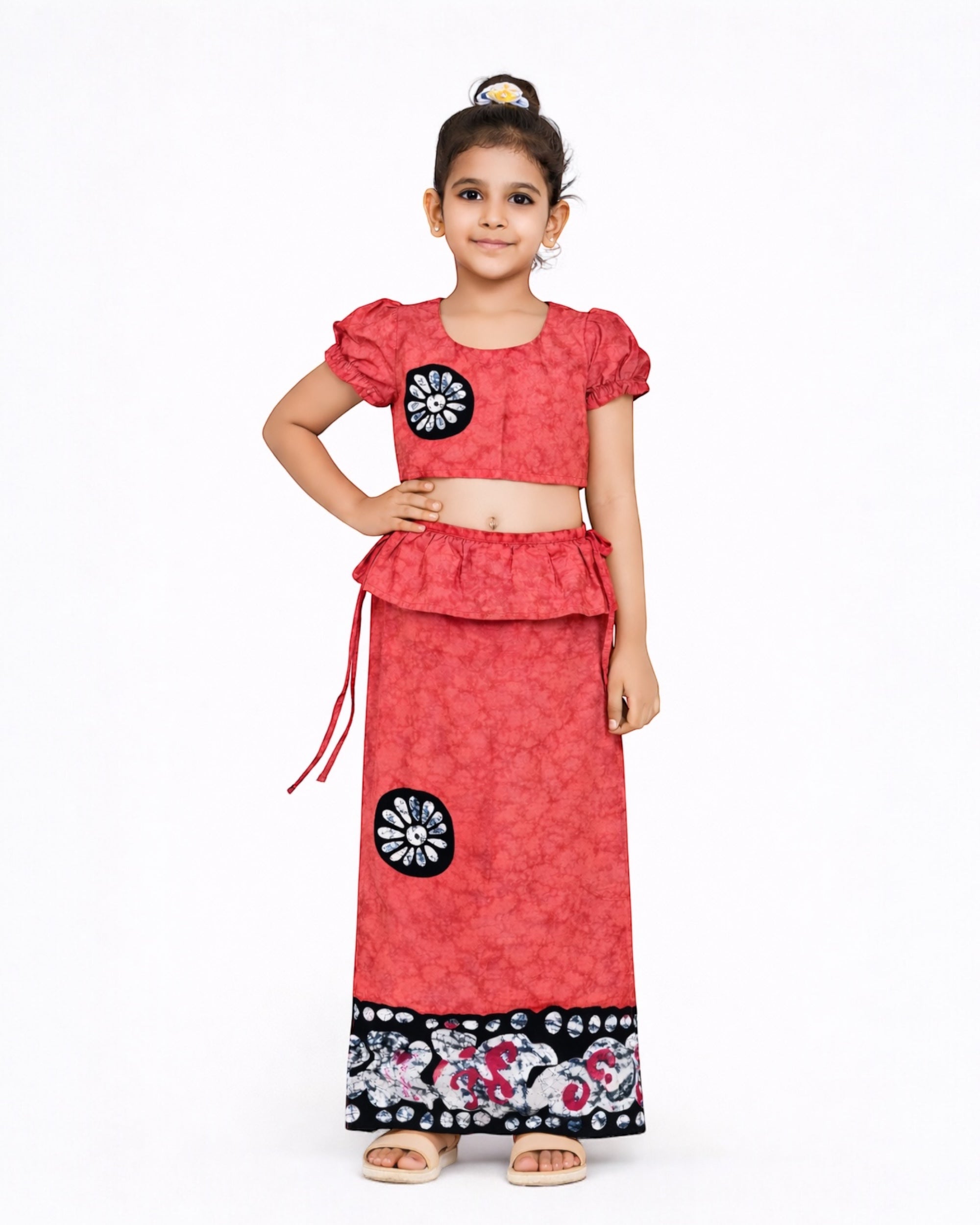 Floral Motif Girls New Year Dress