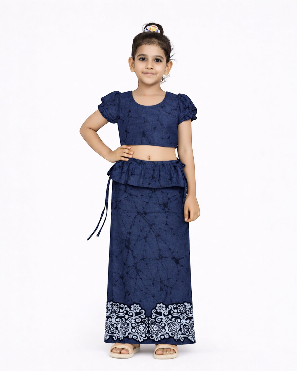 Floral Border Girls New Year Dress