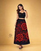 Scarlet Bloom Batik Wraparound Skirt