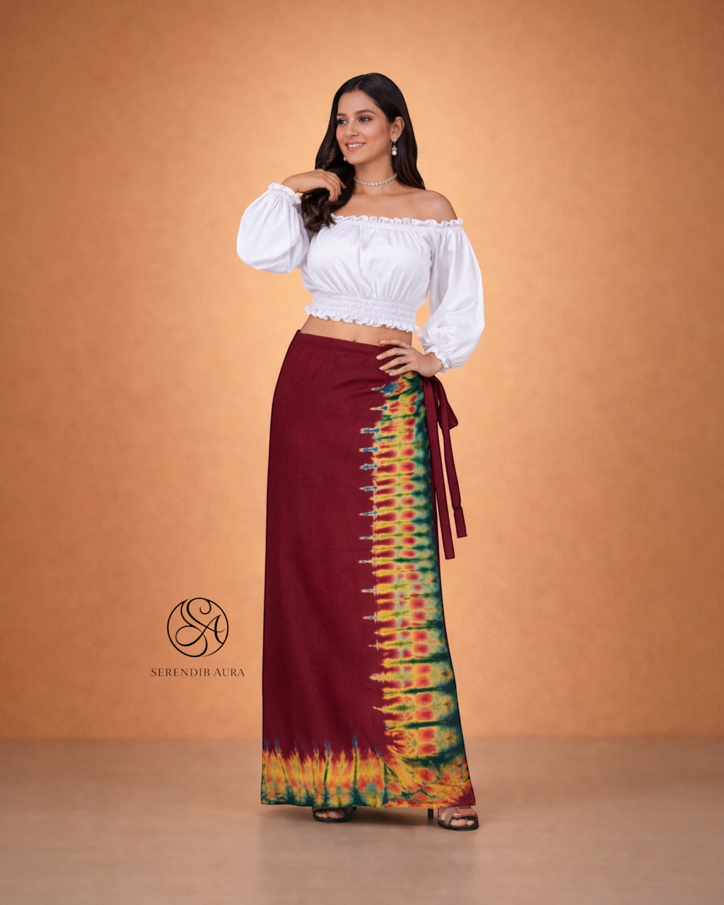 Crimson Edge Women’s Batik Lungi