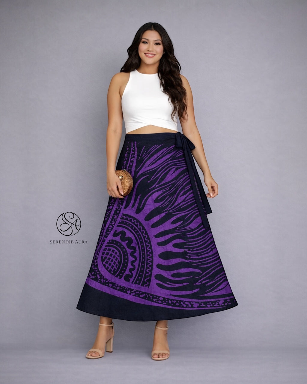 Tribal Wave Batik Wraparound Skirt