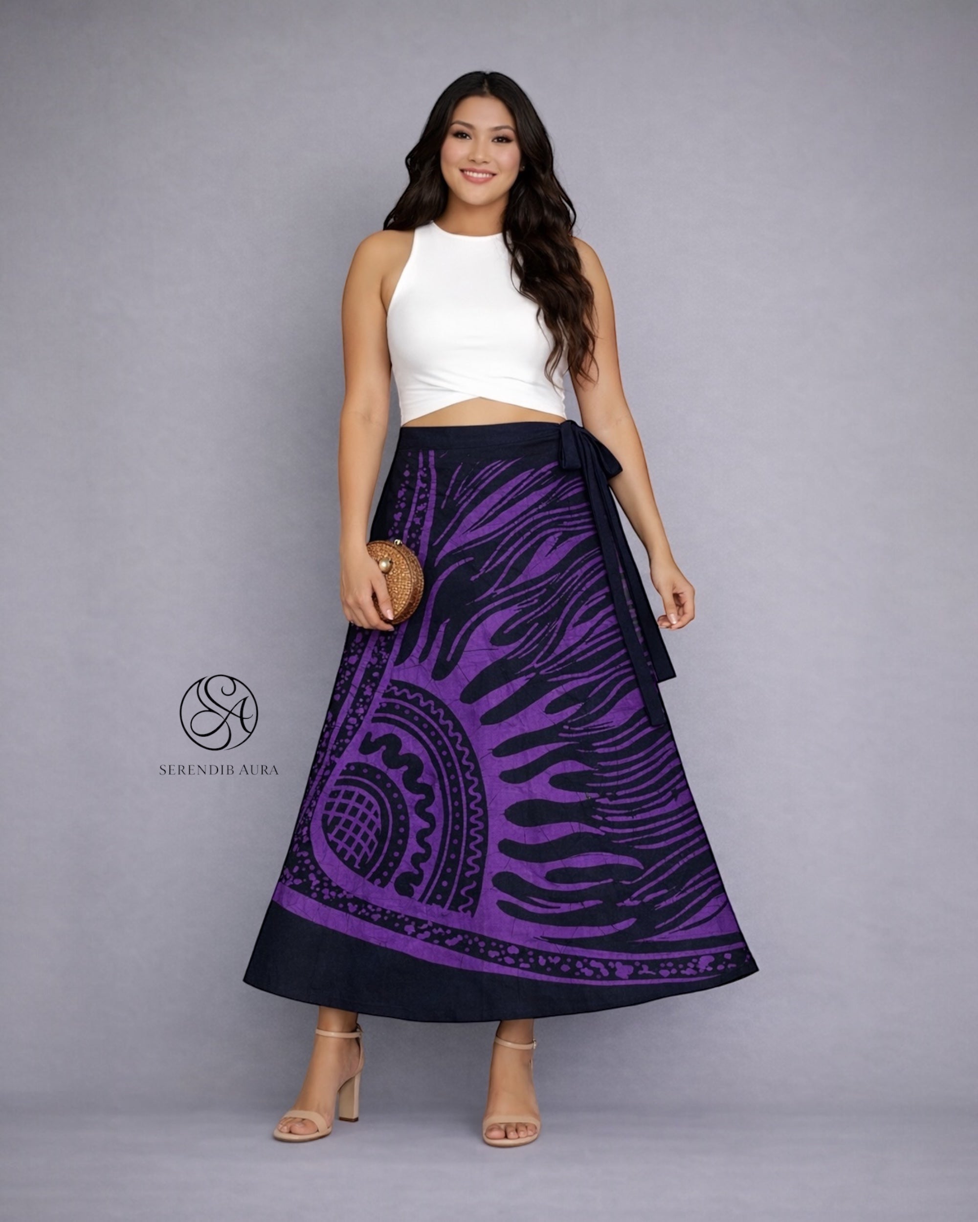 Tribal Wave Batik Wraparound Skirt