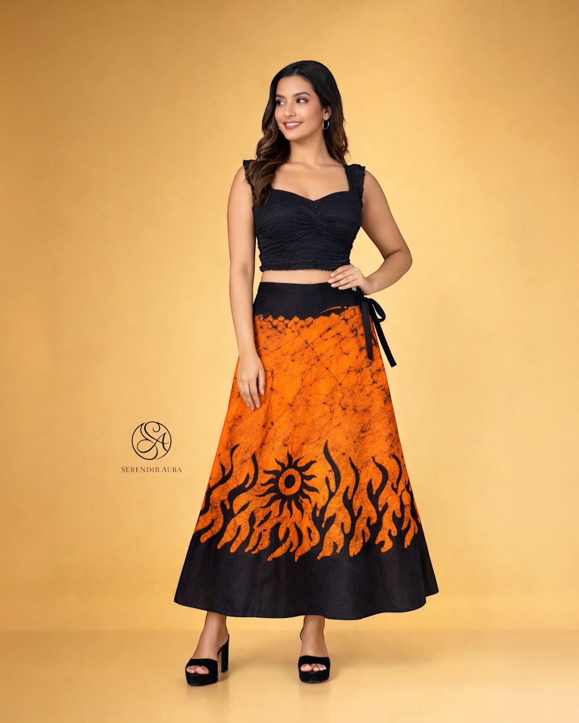 Sun Motif Batik Wraparound Skirt