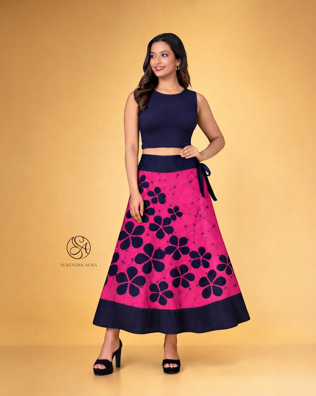 Bold Blossom Batik Wraparound Skirt
