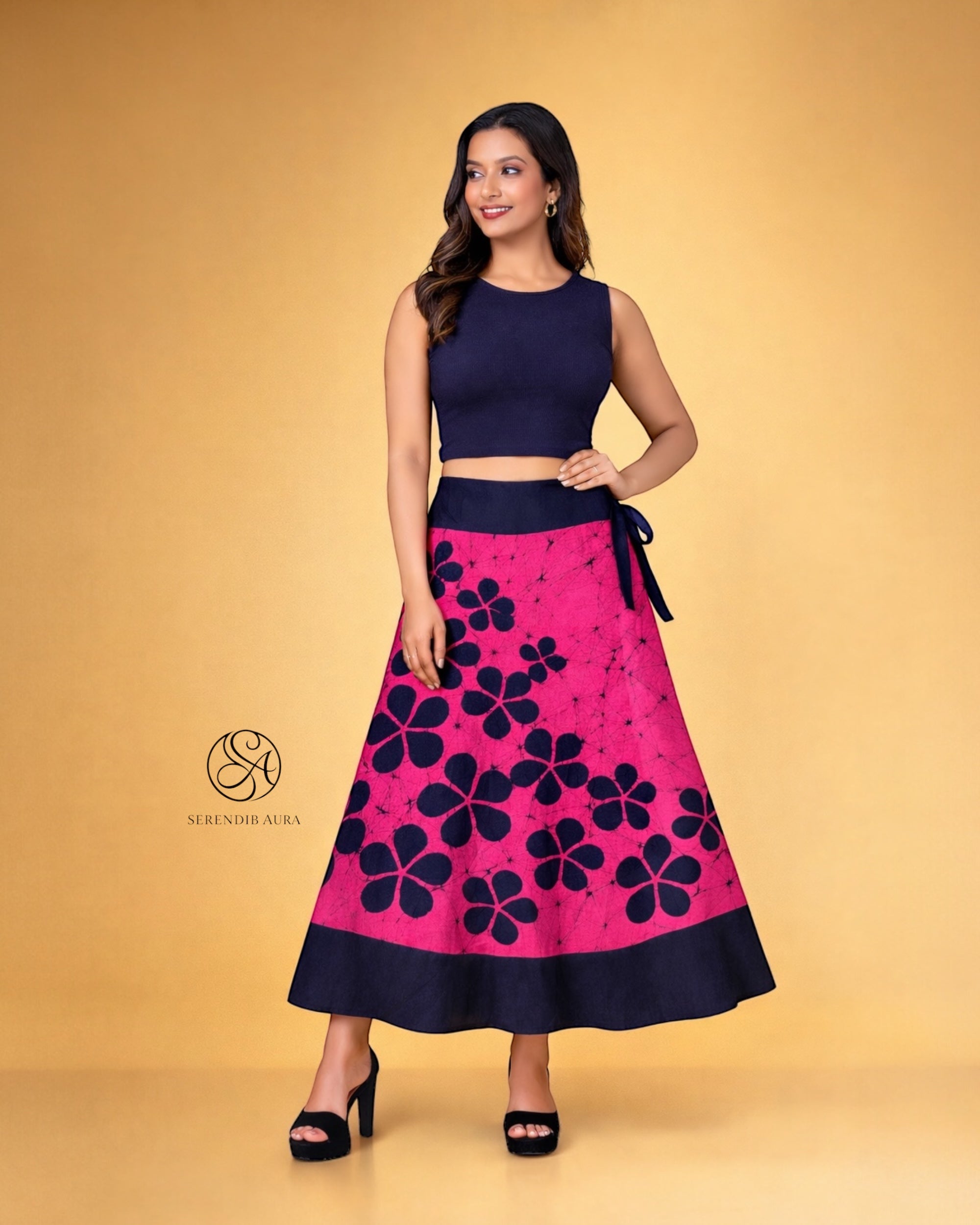 Bold Blossom Batik Wraparound Skirt