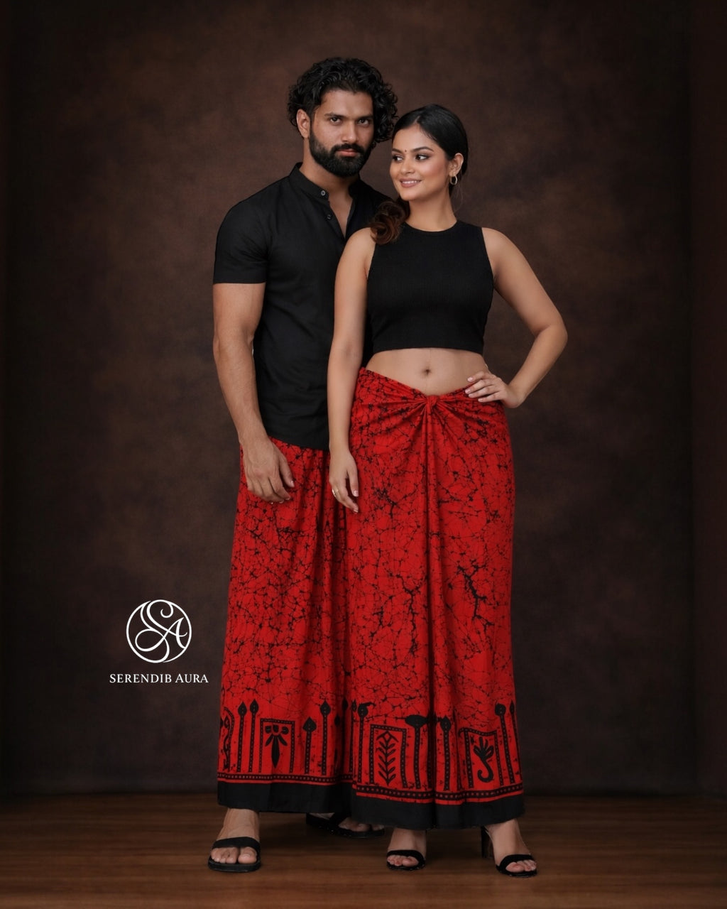 Crimson Drift Batik Sarong