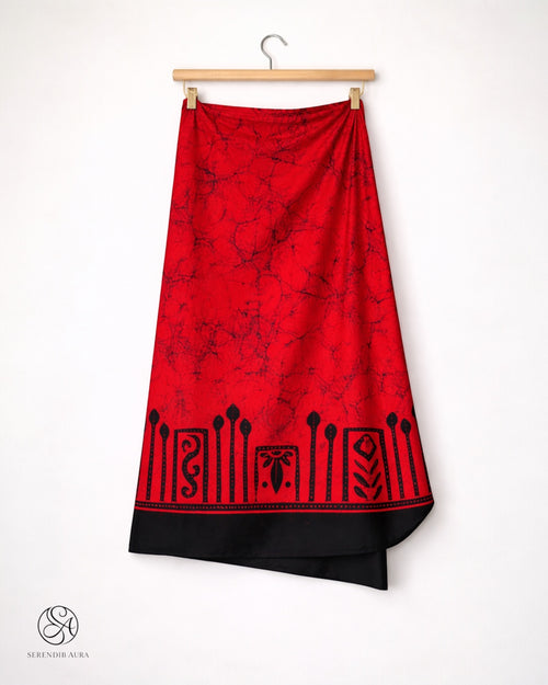Crimson Drift Batik Sarong